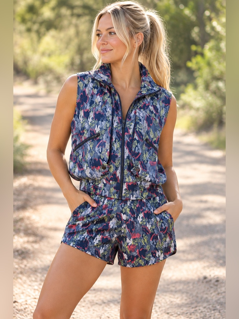Free People FP Movement Women’s S/M In The Wild Supernova Combo Shorts Vest Set